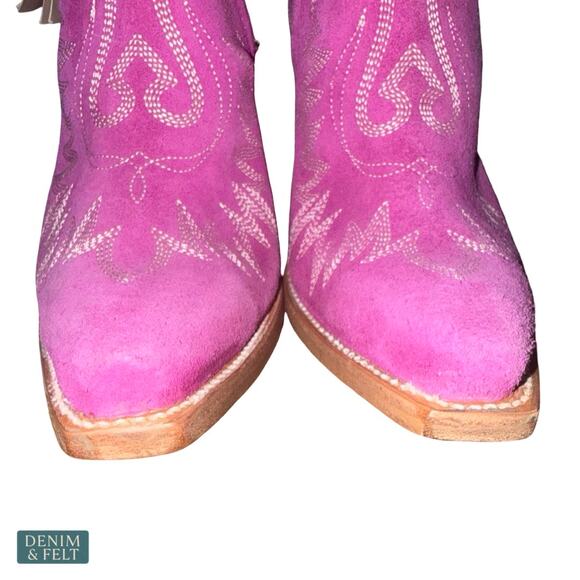 NEW Ariat Dixon Pink Suede Western Bootie Rodeo Festival Cowgirl Size 7 B Bold - Picture 12 of 16
